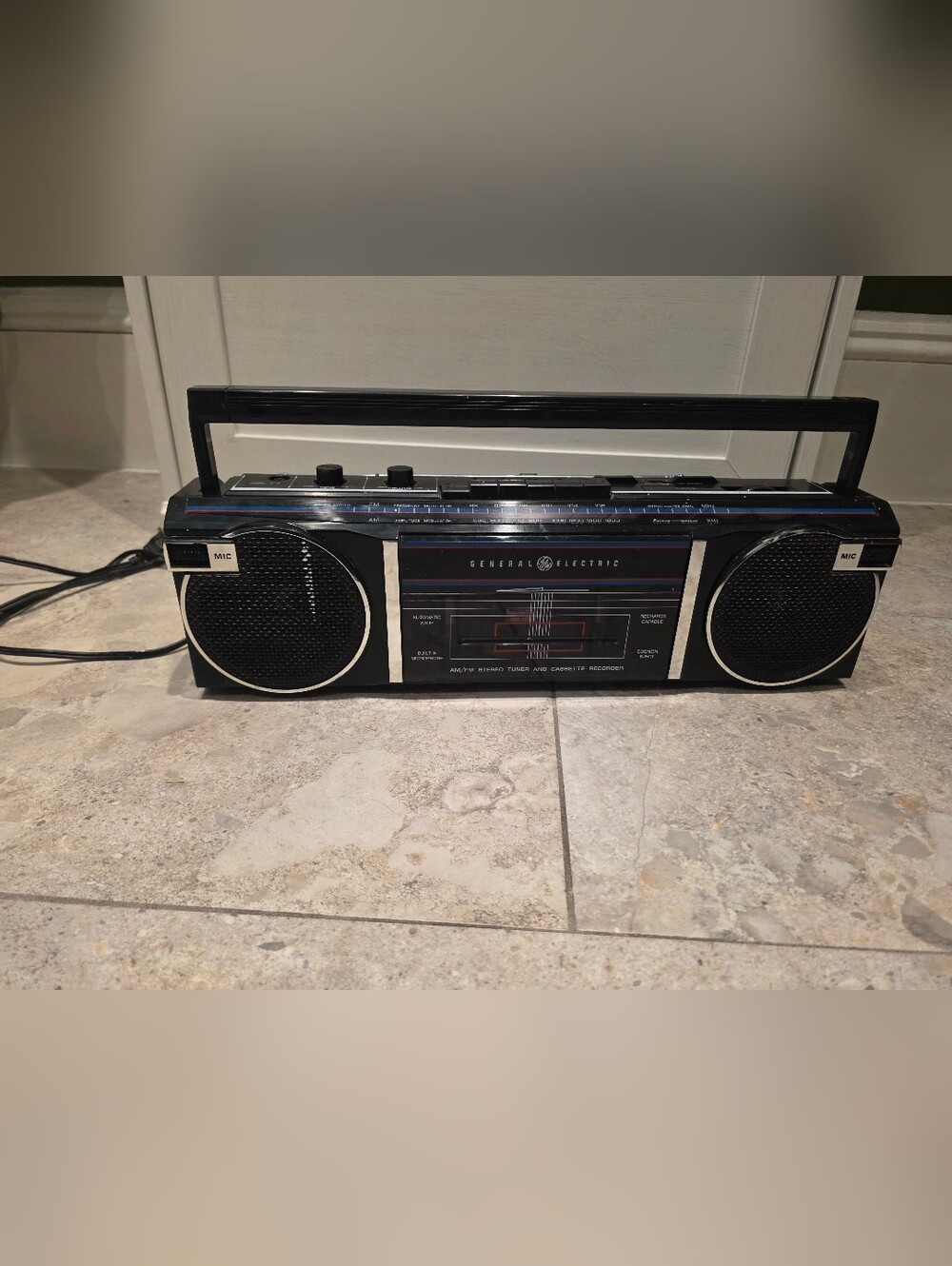 General Electric Black Portable AM/FM Boombox with Carry Handle